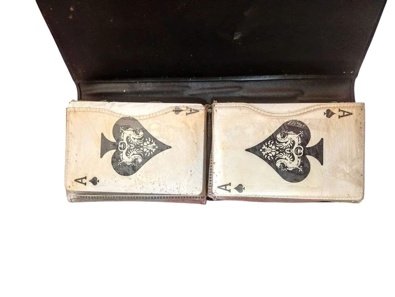 Conjunto antigo de jogos de cartas e dados no estojo original  - Foto 2
