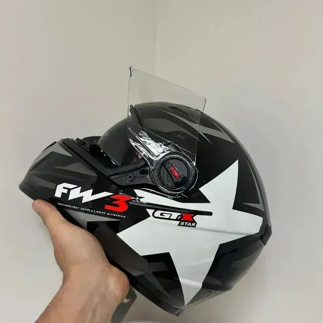 Capacete Integral FW3 GTX Estrela Preto e Branco - Foto 2