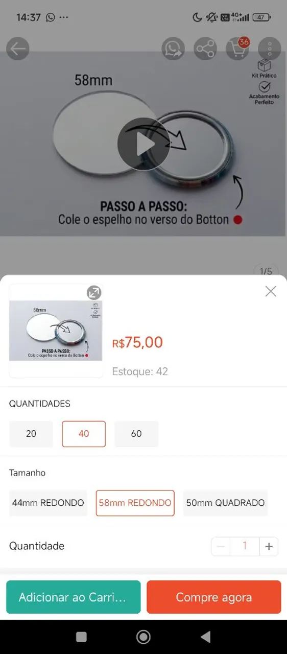 Aplique de espelho com cola dupla face 