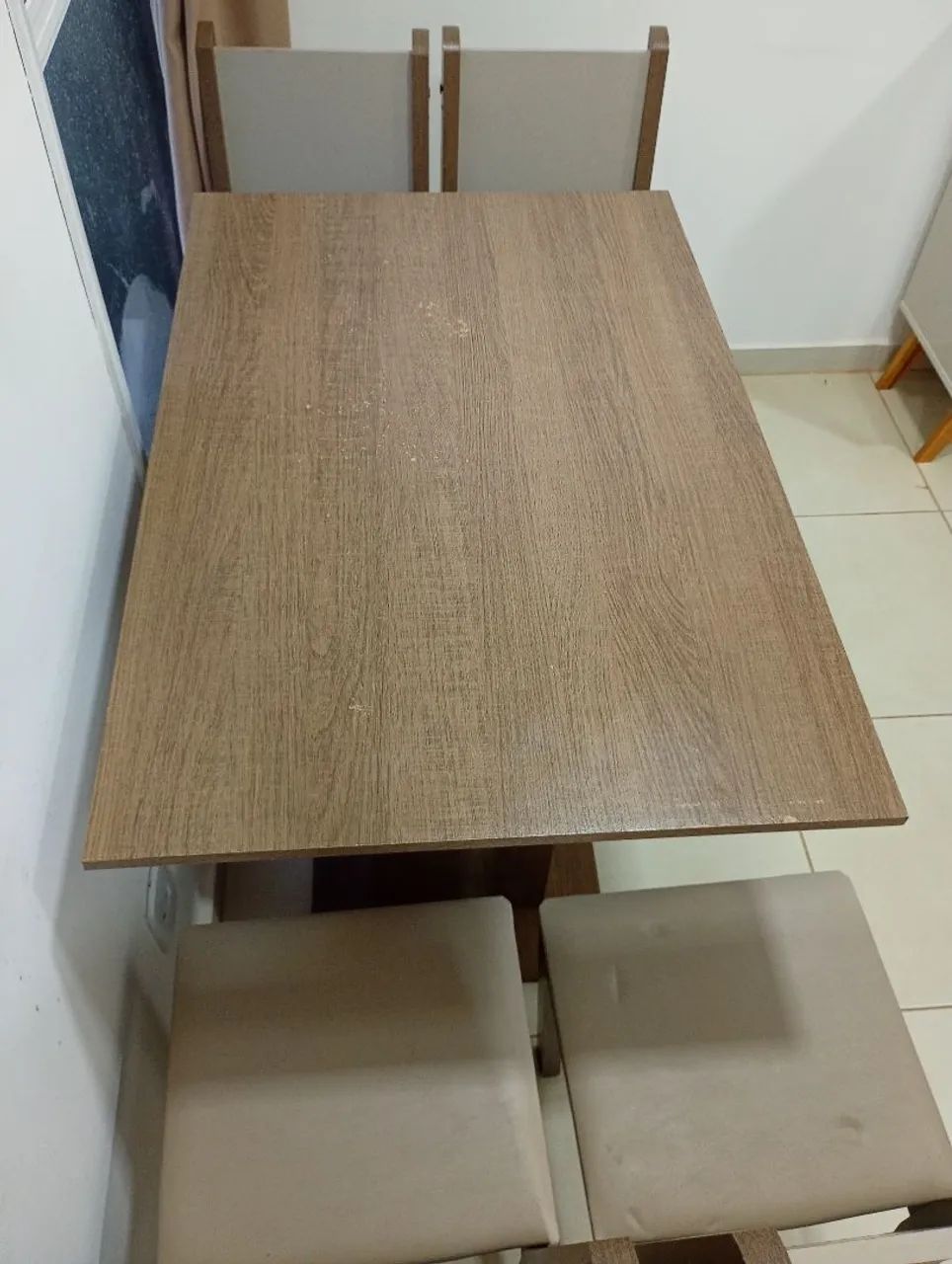 Conjunto Mesa de Jantar Retangular Bulgária 135 cm + 4 Cadeiras de Madeira - Foto 3