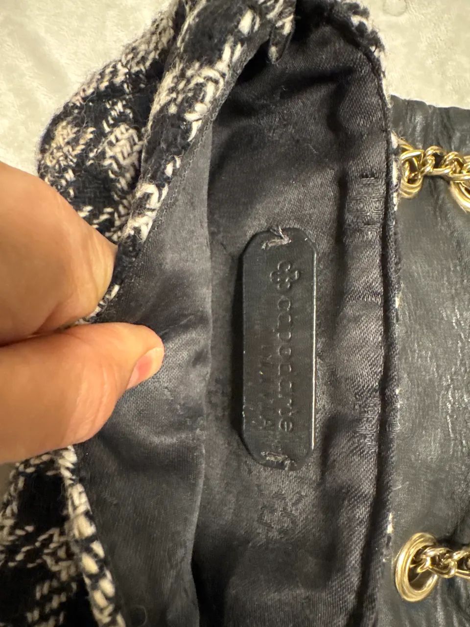 Bolsa Capodarte elegante tecido lã e couro interno  - Foto 4