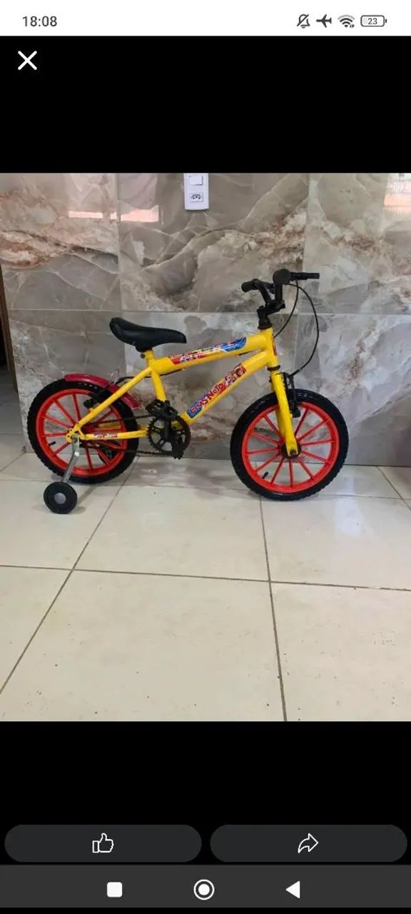 Bicicleta infantil amarela  - Foto 2