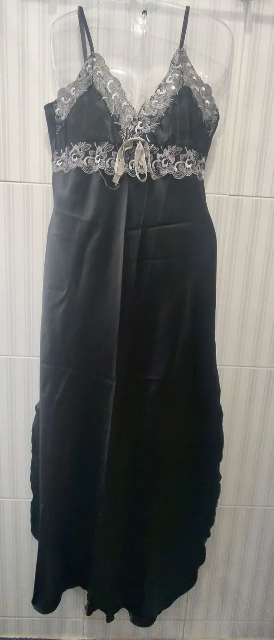 Brechó kit 2  Camisolas longa de luxo com renda  - Foto 3