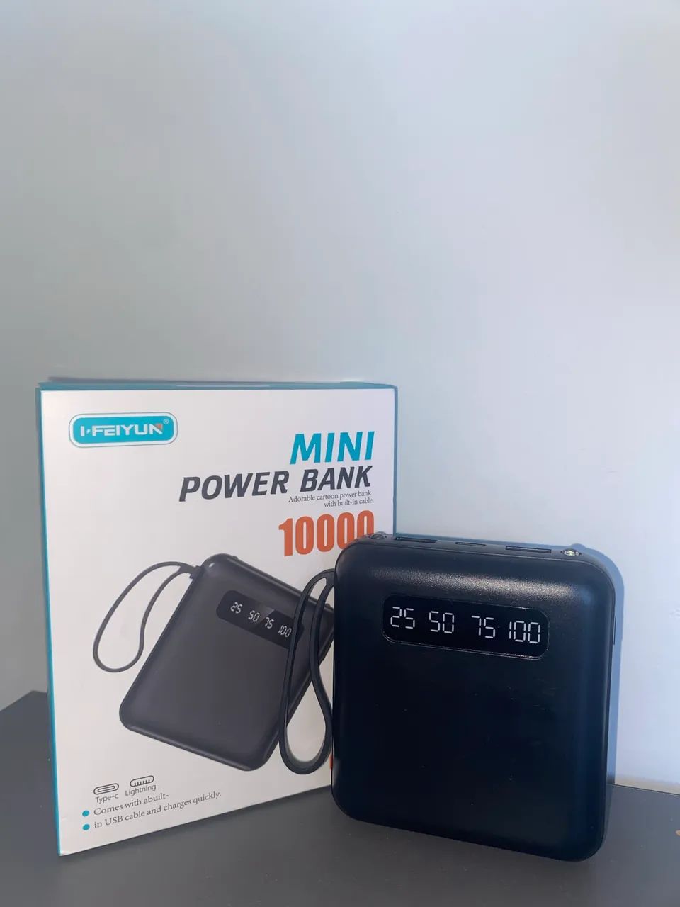 Power Bank 10000mAh Mini I-Feiyun com Cabos Integrados e Display Digital - Foto 4