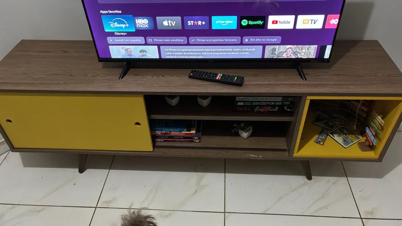 Rack para TV retrô (Madeira e Amarelo) - Foto 2