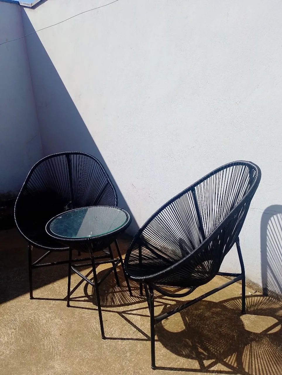Conjunto 2 Cadeiras Acapulco + Mesa de Centro com tampo de vidro - Foto 2