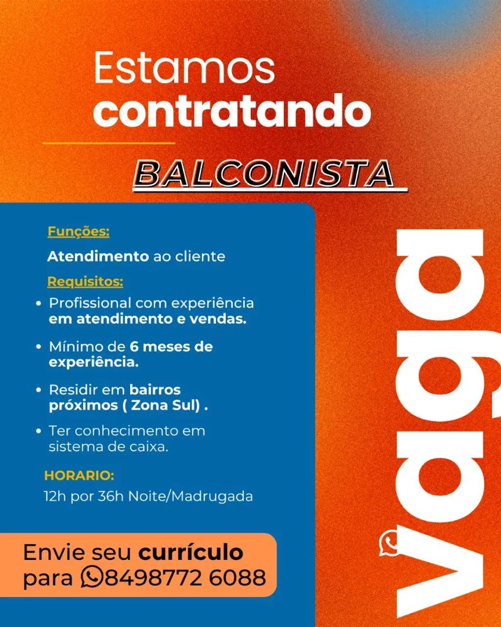 Vaga balconista 
