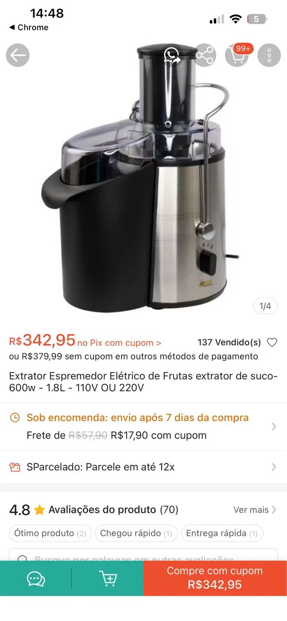 Espremedor elétrico  Frutas - Foto 2