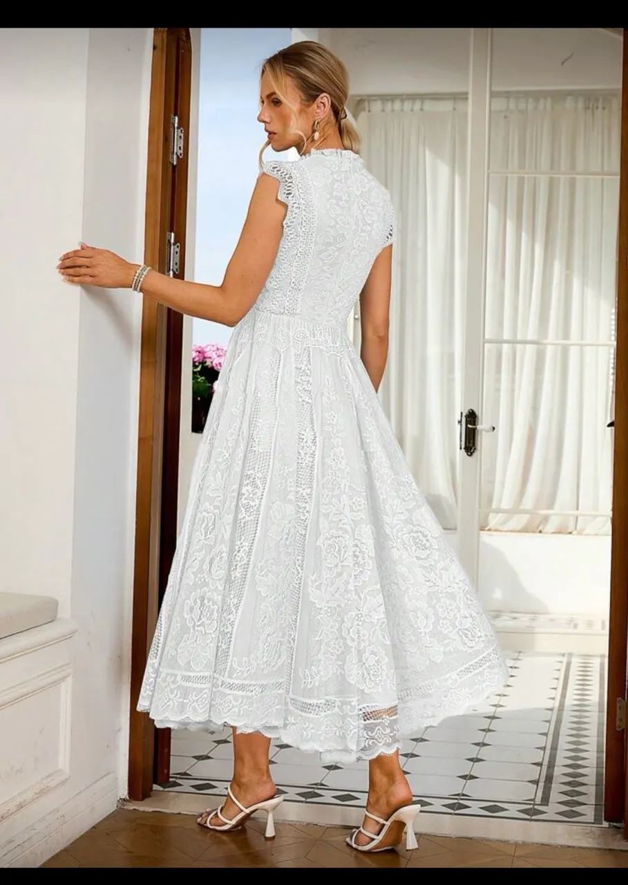 Vestido mídi branco - Foto 2