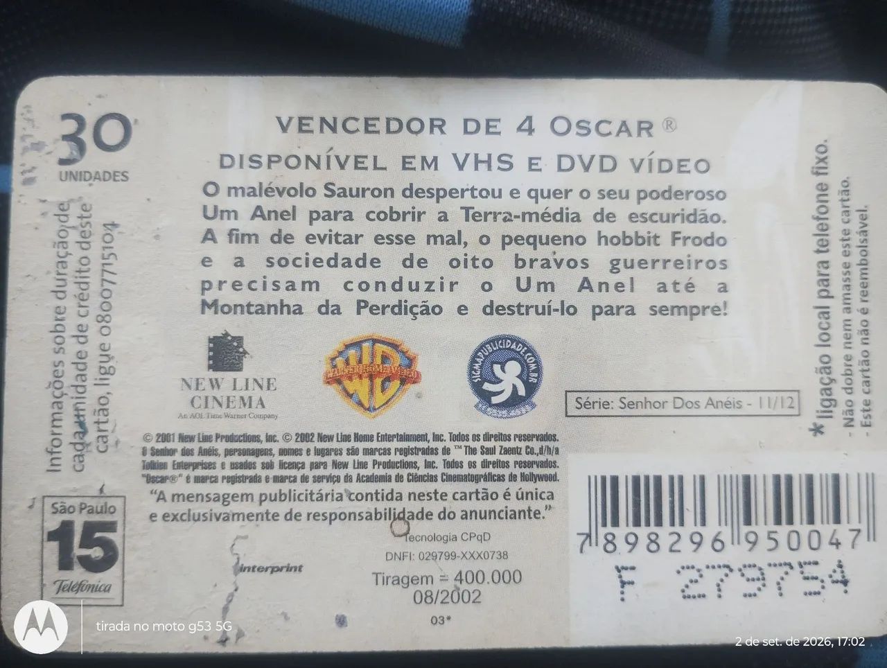 Cartão telefônico Gandalf