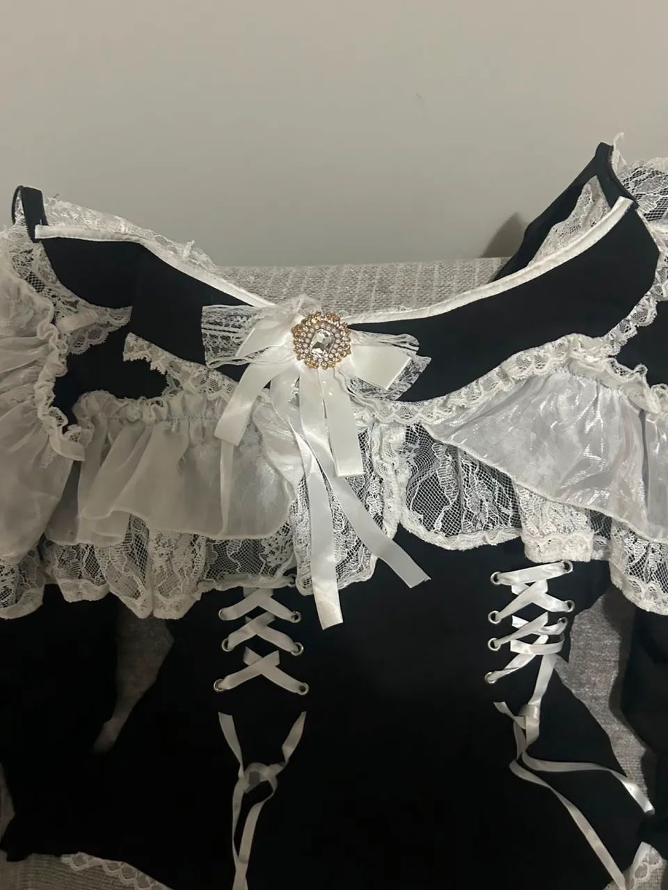 Vestido Jirai Kei preto e branco - Foto 2