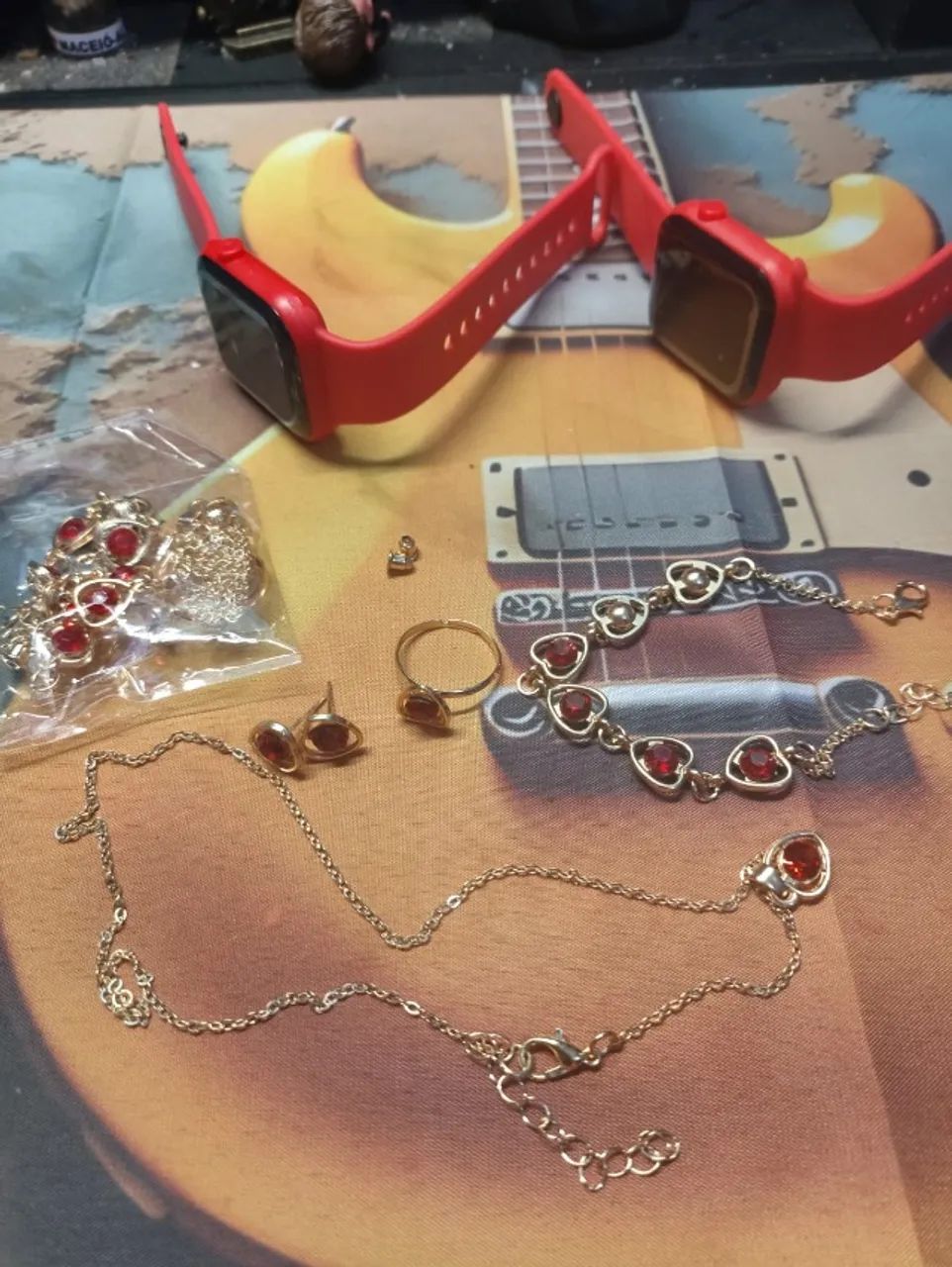 2 KIT completos  com Conjunto de 6 Peças  Relógio e Joias Bohemian com Strass para Mulhere - Foto 4