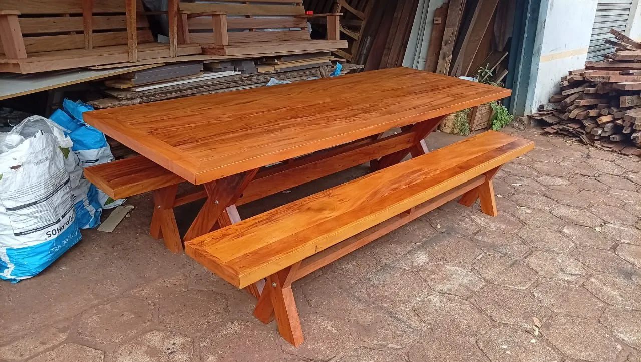 Mesa com bancos 100% peroba  - Foto 4