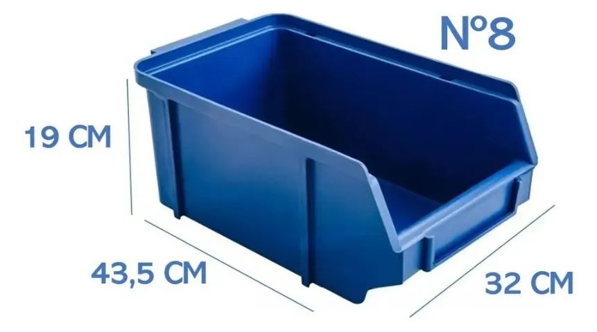 Gaveteiro Bin Caixa N8 Organizadora Estante Parafusos Azul