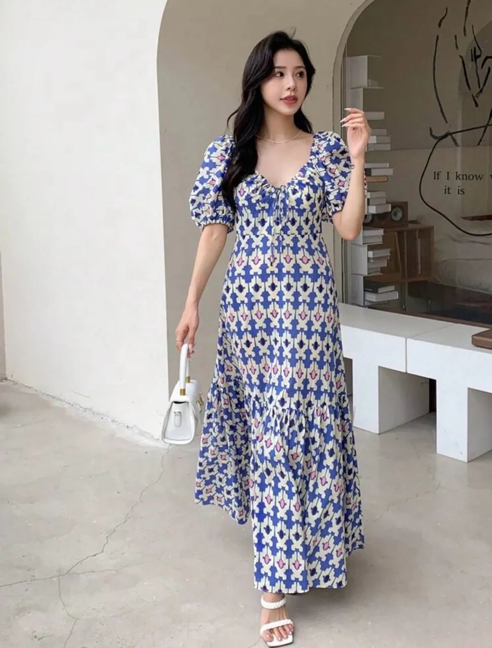 Vestido Azul Estampado M/G 