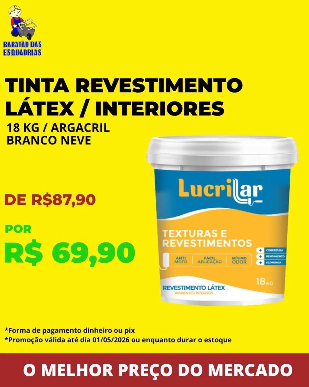 TINTA REVESTIMENTO LÁTEX / INTERIORES - Promoção! 