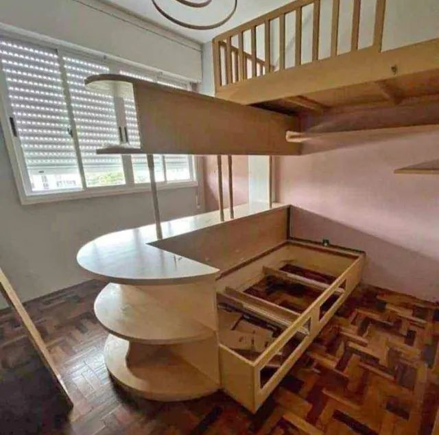 Cama Beliche com Escrivaninha Integrada - Madeira Maciça - Foto 3