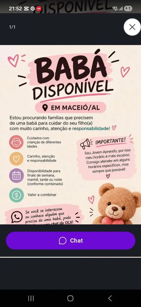 Babá disponível 