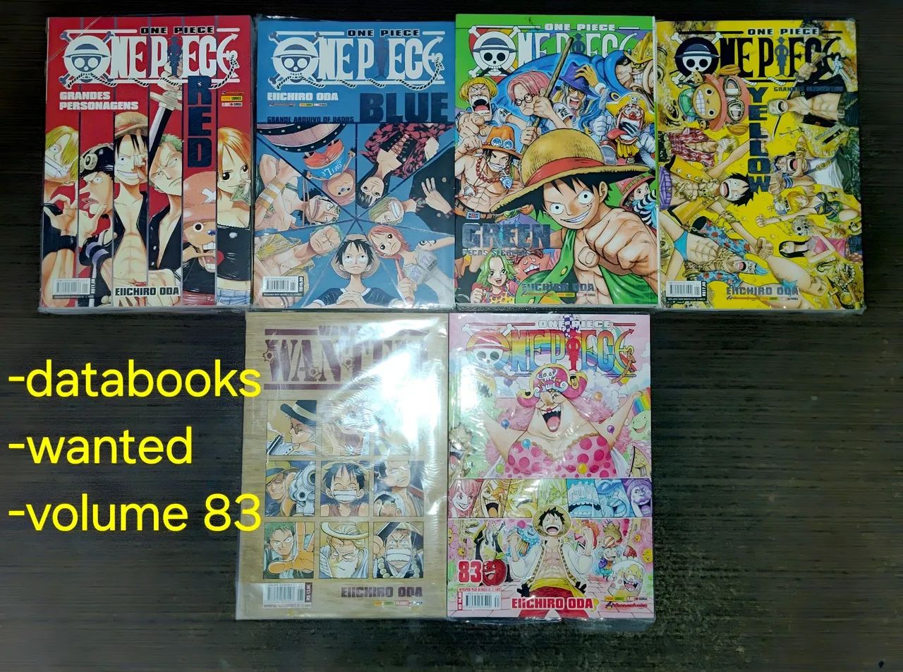 Coleção mangás One Piece ORIGINAIS do 1 ao 63 + Vol. 83, Databooks