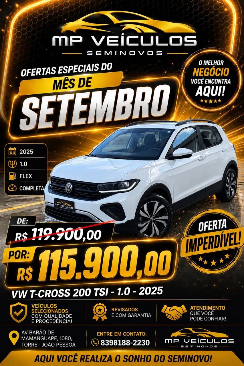 Volkswagen T-Cross T-Cross 200 TSI 1.0 Flex 12V 5p Aut. 2025
