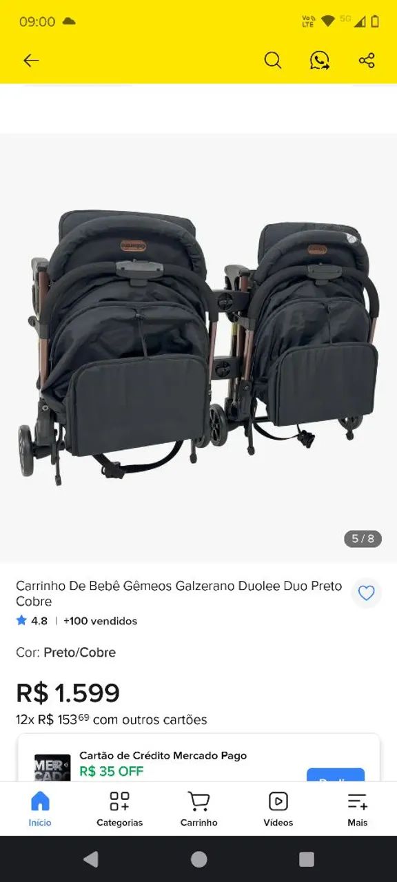 Carrinho Bebê Gêmeos Galzerano  - Foto 2