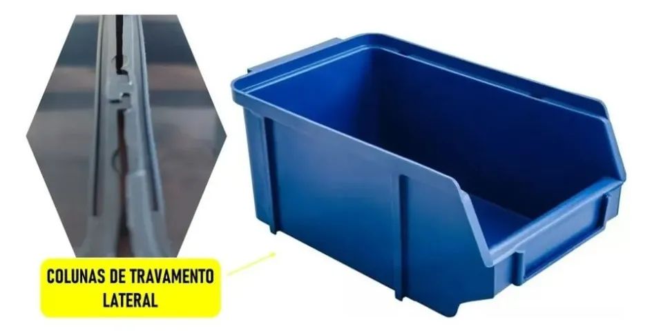 Gaveteiro Bin Caixa N8 Organizadora Estante Parafusos Azul - Foto 4