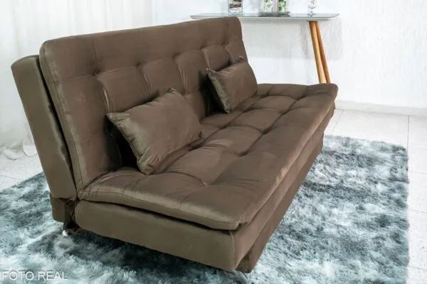 Sofá Cama Larg. 1.80m Veludo Marrom RF - Foto 5