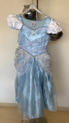 Vestido Cinderela Azul Princesa Disney Luxo Menina Infantil