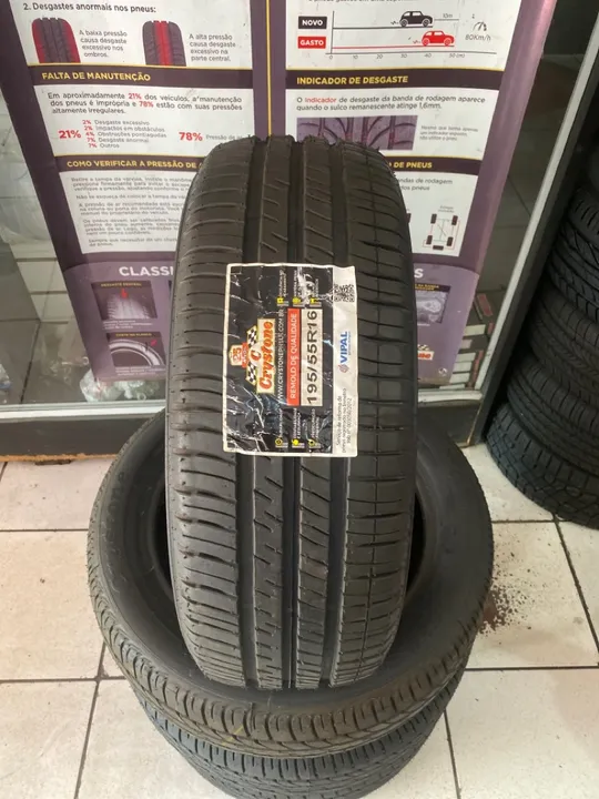 Pneu 195/55/16 Remold Crystone *borracha vipal* (instalação gratuita)