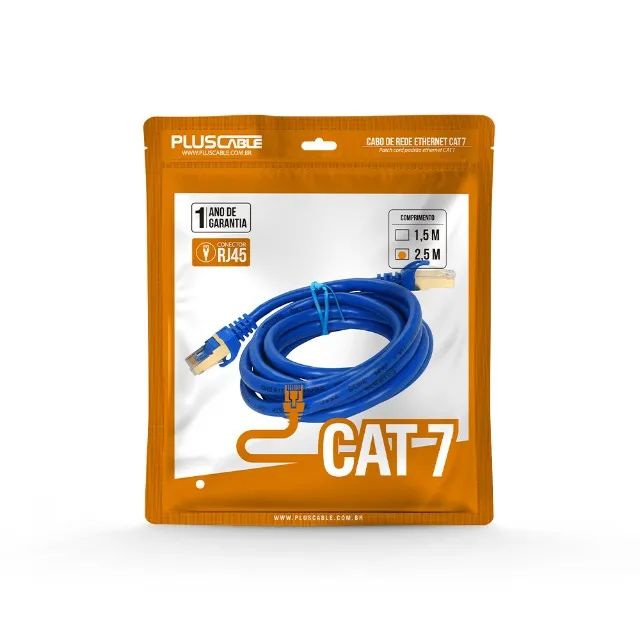 Cabo de Rede RJ-45 2.5M CAT7 PlusCable CAT725BL - WZetta - Foto 4