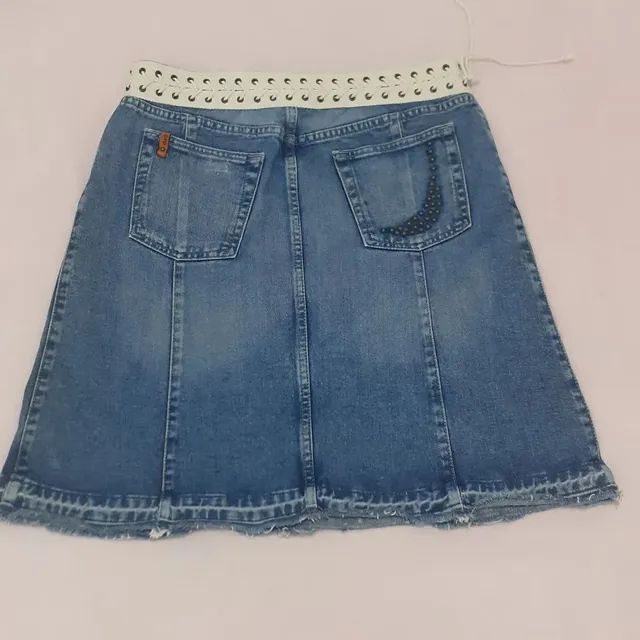 Saia Jeans Midi Marca Dopping Número 42 - Foto 3
