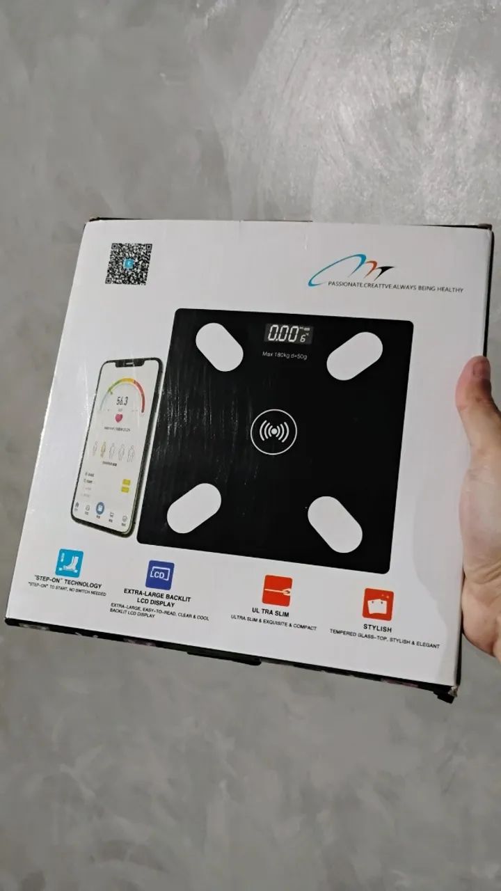 Balança Digital Medidora Corporal Bioimpedância até 180kg - Com Pilhas - Nova