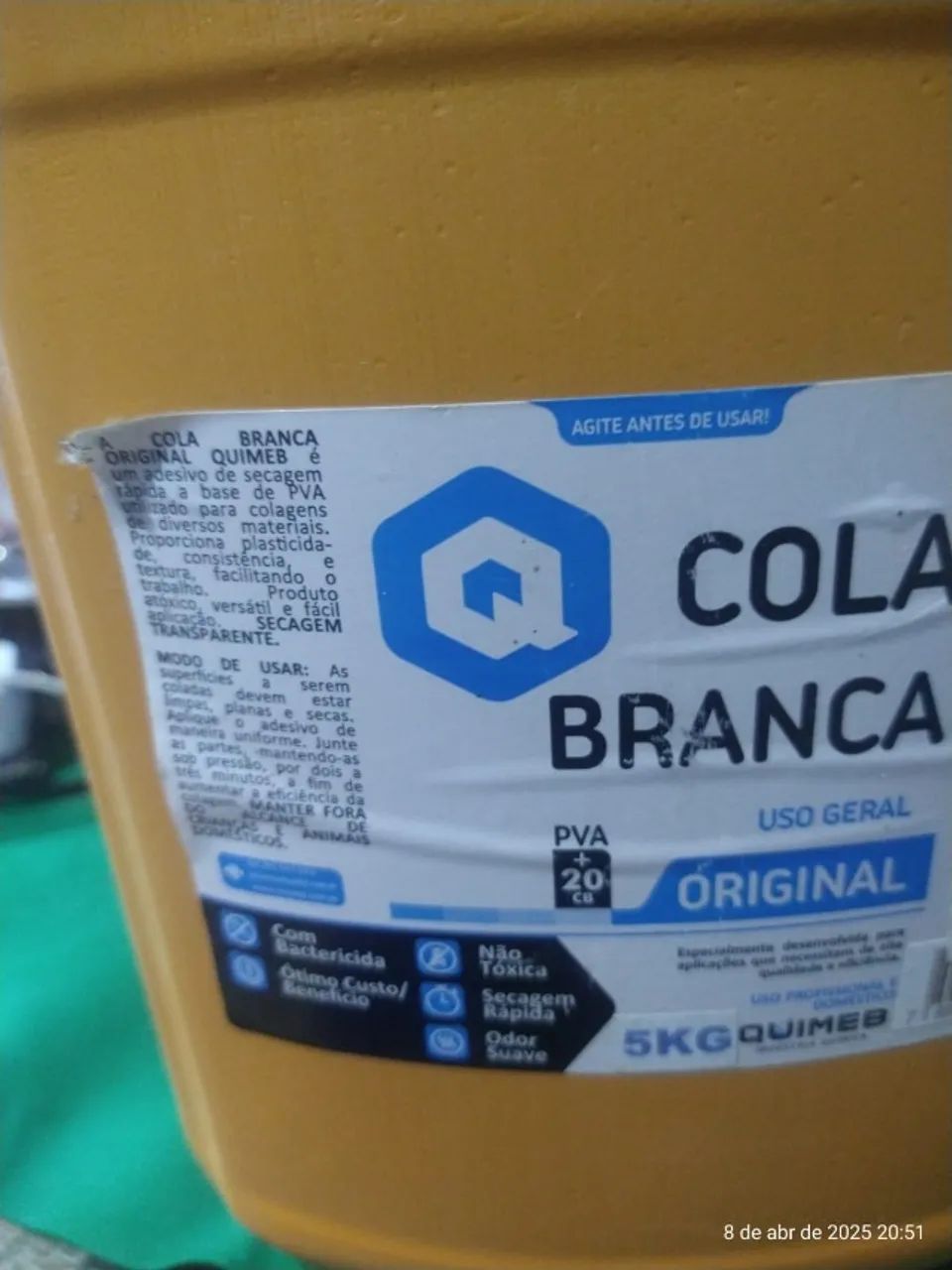 COLA BRANCA ORIGINAL PVA+20CB 5KG - QUIMEB - Foto 2