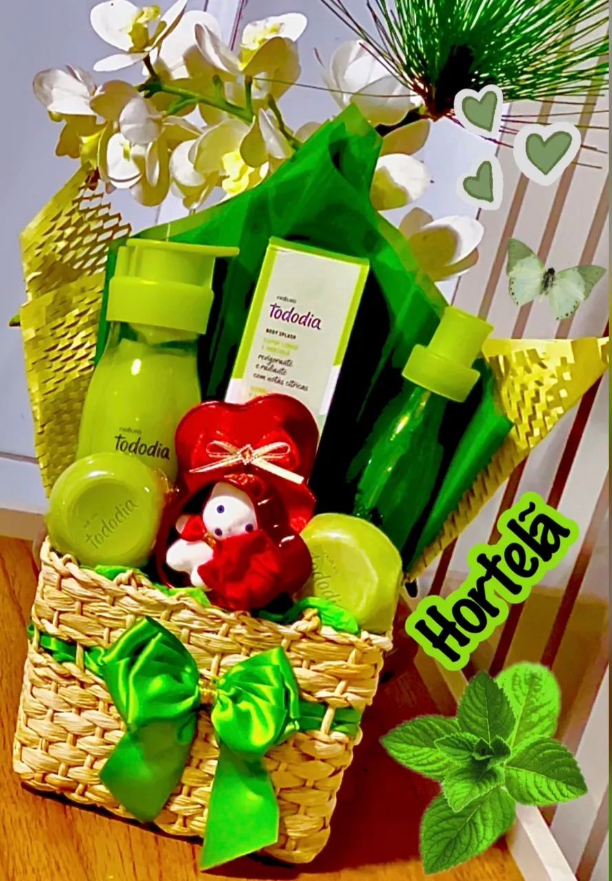 Cestas Linda. De KITS Natura.  Cesta exclusiva hortelã.  - Foto 2