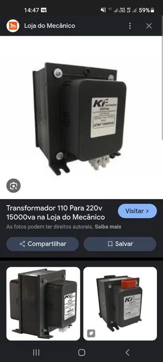 Transformador 15000VA 110V para 220V - Novo