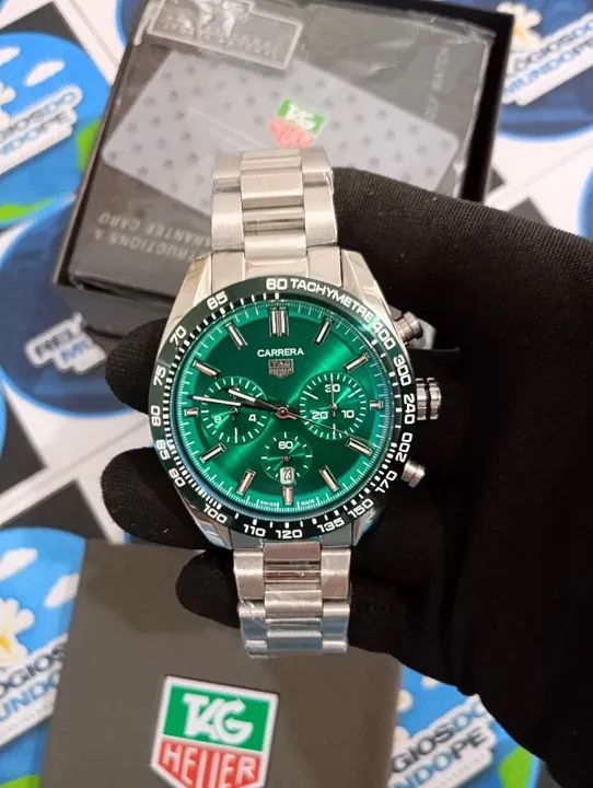 RELOGIO CHNOGRAPH FUNDO VERDE - Foto 2