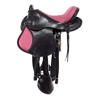 Sela Australiana Preta e Rosa Infantil Luxo 12 Polegadas - Foto 3