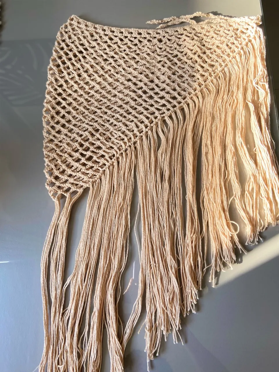 Saída de praia de Crochê Boho Chic com Franjas