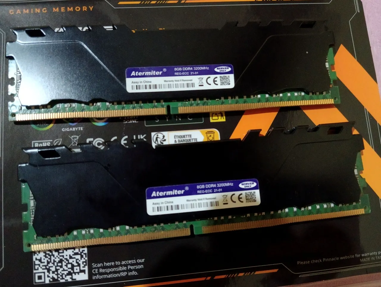 Memória RAM Atermiter 8GB cada, DDR4 3200MHz