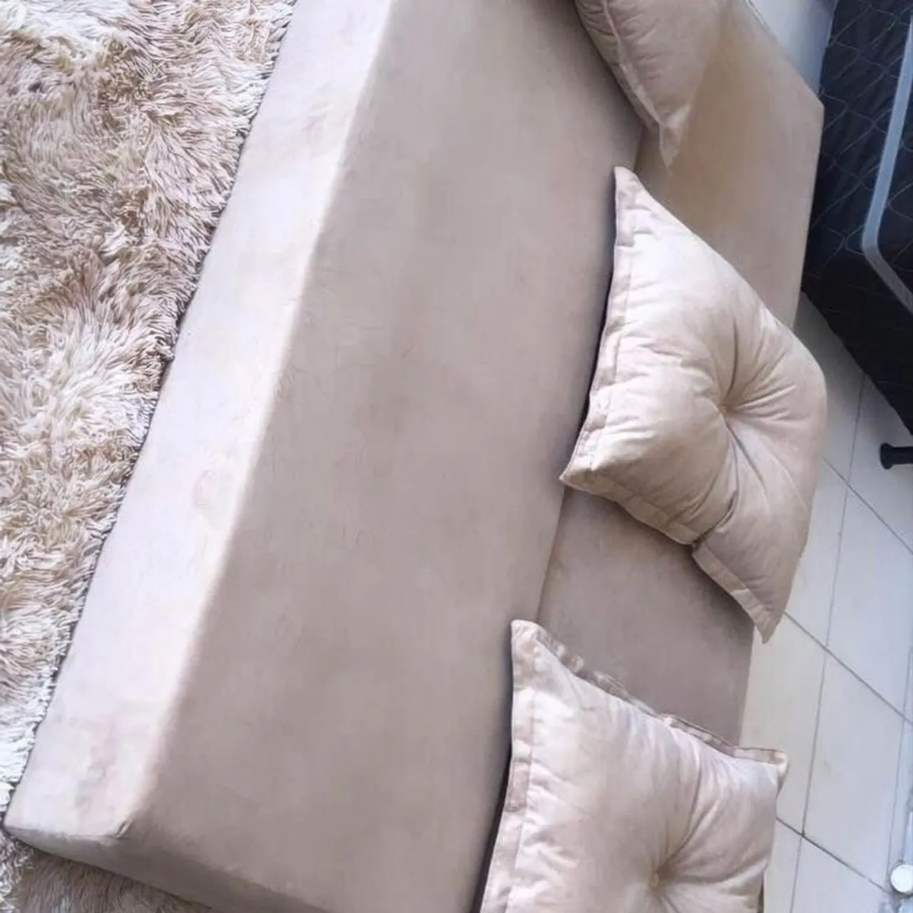 Sofá Cama Suede Bege