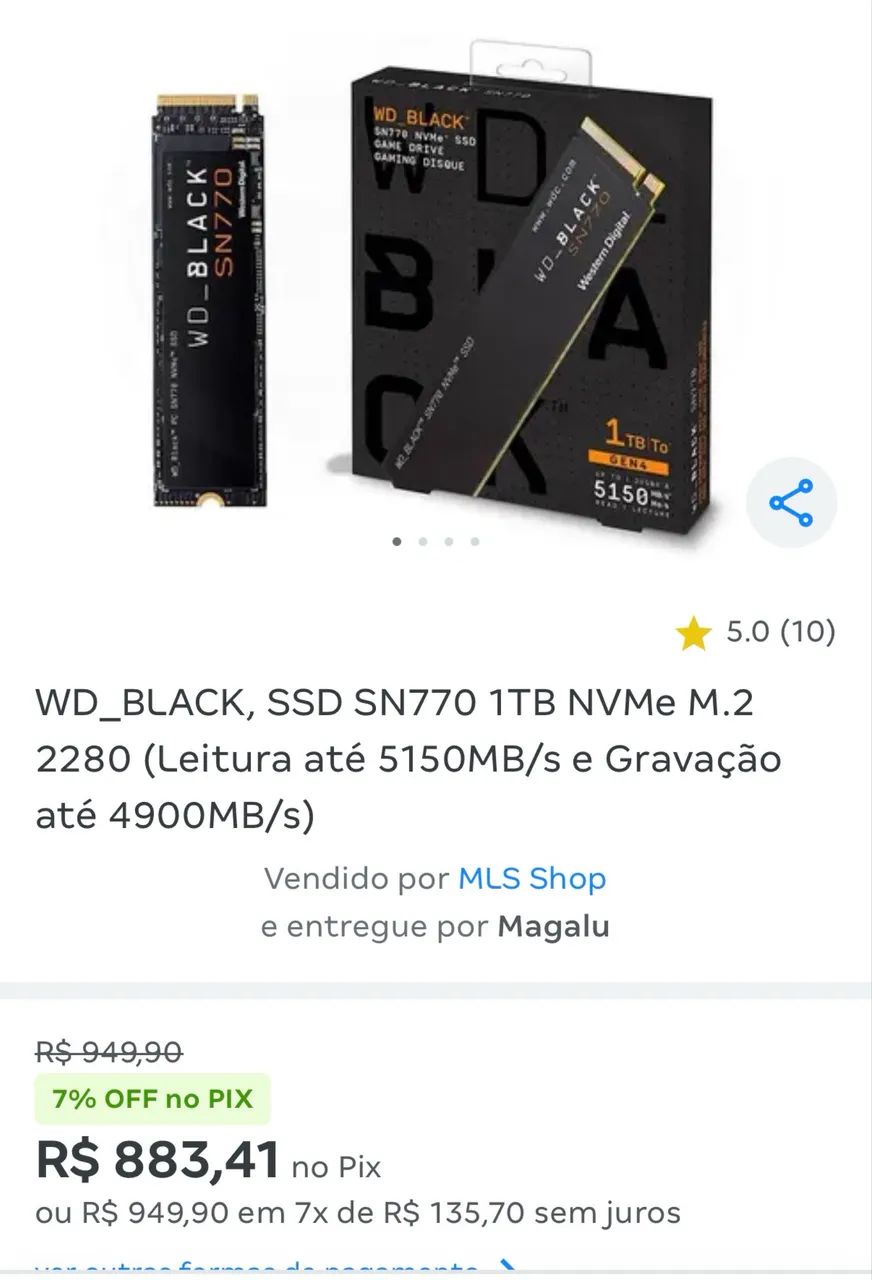 SSD 1TB Western Black