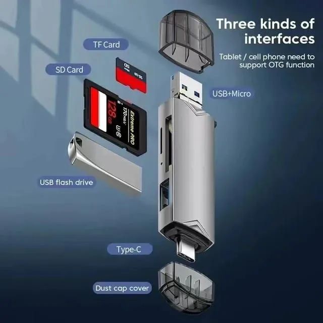 Leitor de Cartões 6 em 1 USB-C para Celular - Foto 4