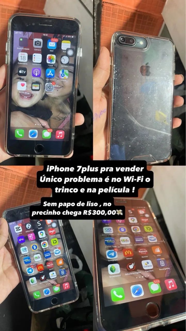 iPhone 7plus pra vender , único defeito é no Wi-Fi , só pega dados móveis !!