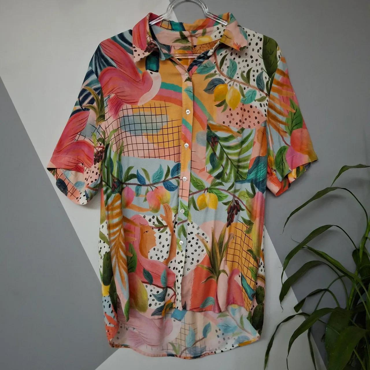 Camisa estampada tropical farm mangueira