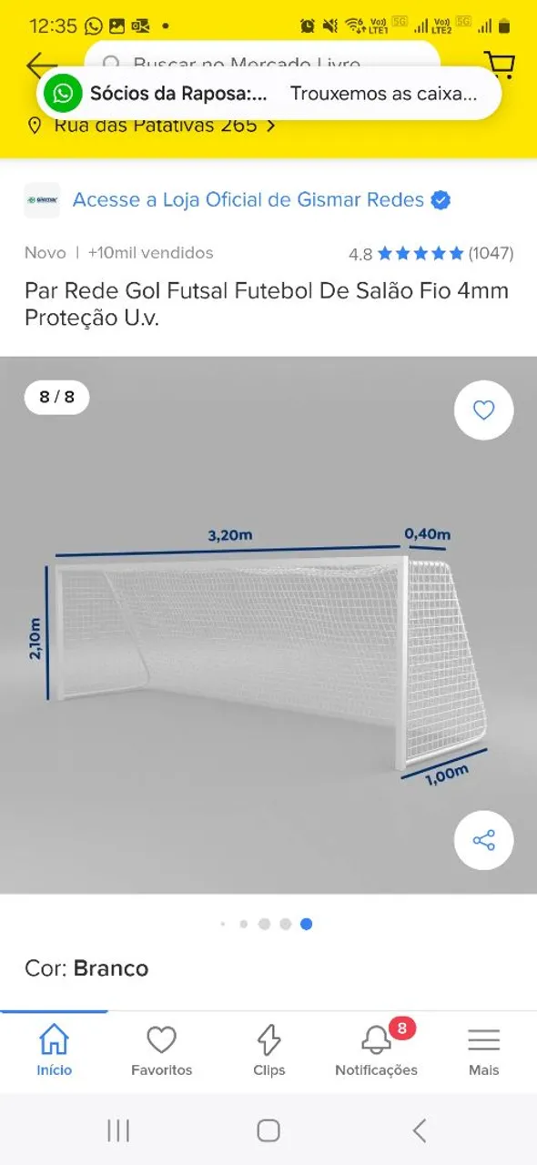Rede Gol Futsal Futebol De Salão Fio 4mm Proteção U.v.