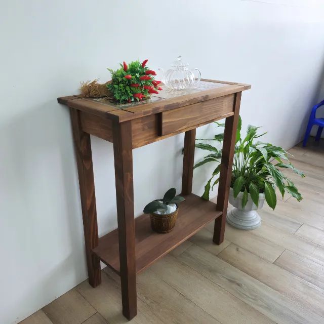 Aparador Madeira Com Gaveta Retrô Resistente 73 Cm - Foto 4