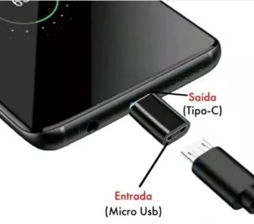 Adaptador Micro Usb V8 Fêmea E Usb-c Macho  - Foto 2