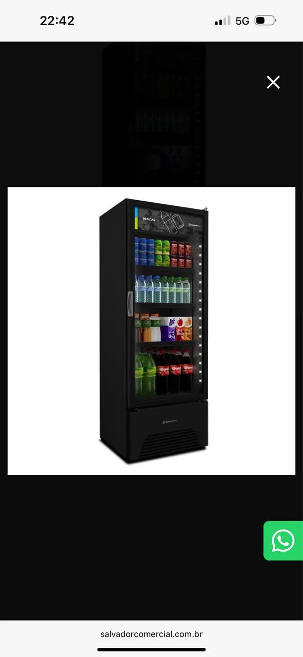 Visa Cooler Refrigerador Expositor de Bebidas Vertical 2 a 8ºc 370/403l 220v  Metalfrio