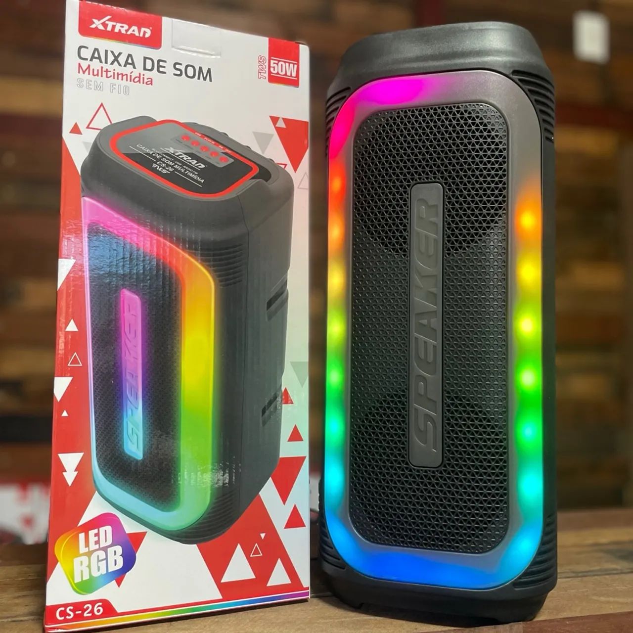 Caixa de Som Xtrad CS-26 Bluetooth 50W RGB