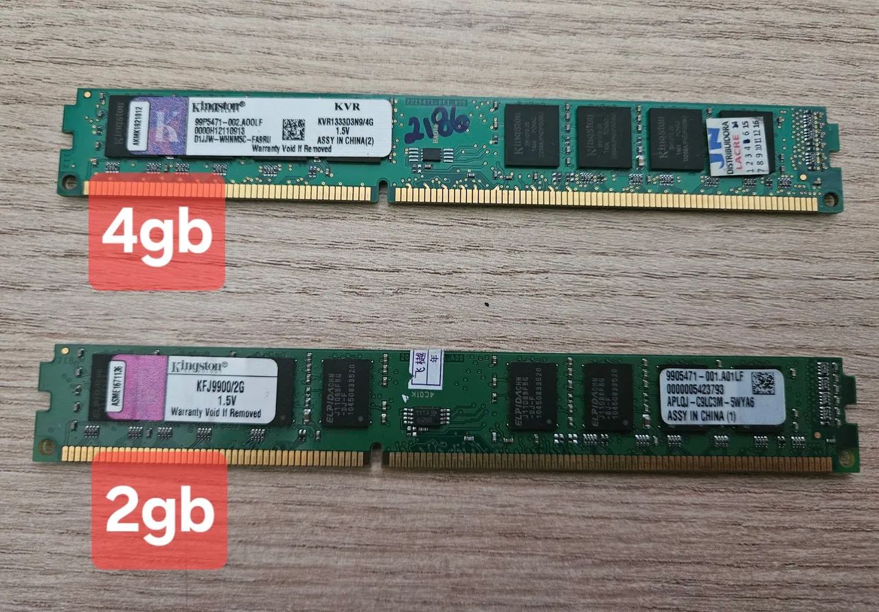 Memórias RAM Kingston DDR3 2GB e 4GB Memória RAM Pirajussara